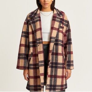 BlankNYC Plaid Wool-Blend oversized Coat